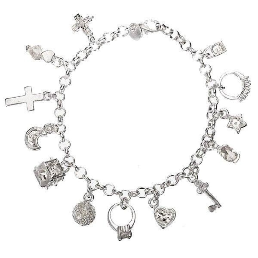 Thirteen Hanging Pieces Bracelet Lucky Myth Charms Cross Heart Star Bracelets - Picture 4 of 4